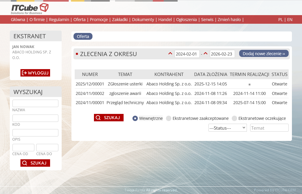 Serwis B2B CRM