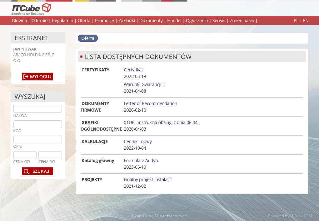 Udostępnianie dokumentów B2B CRM